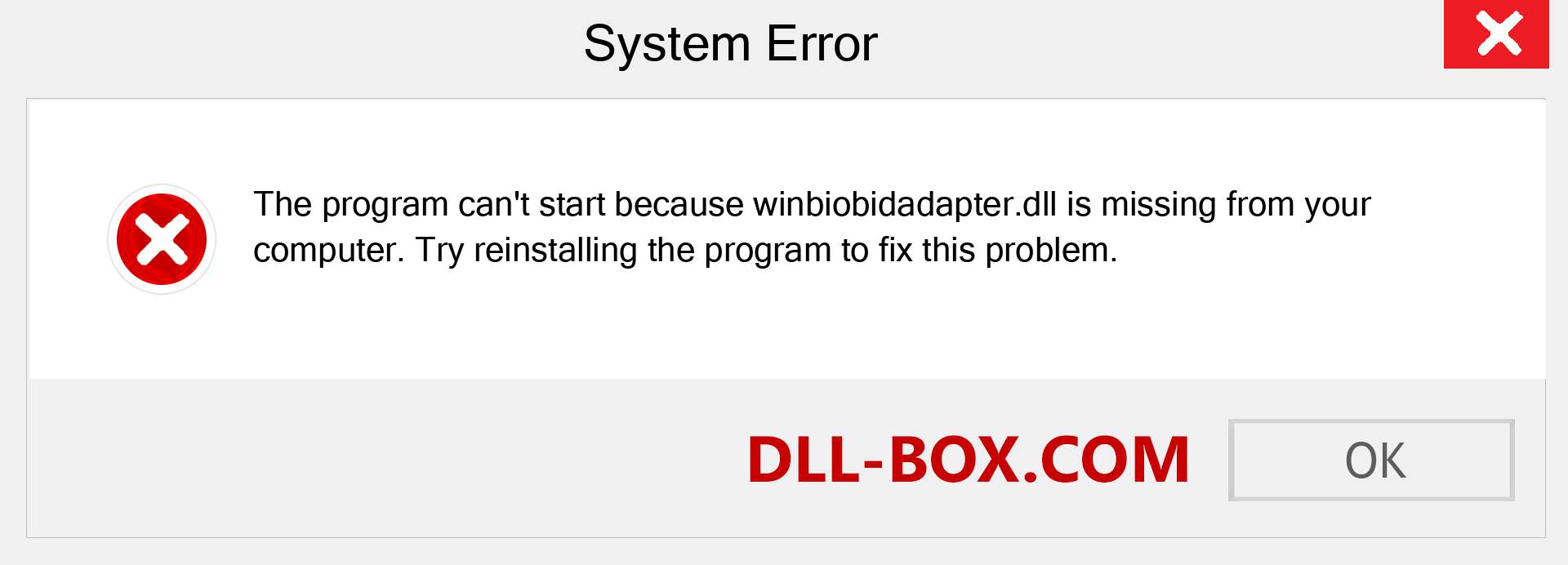 winbiobidadapter.dll file is missing?. Download for Windows 7, 8, 10 - Fix  winbiobidadapter dll Missing Error on Windows, photos, images