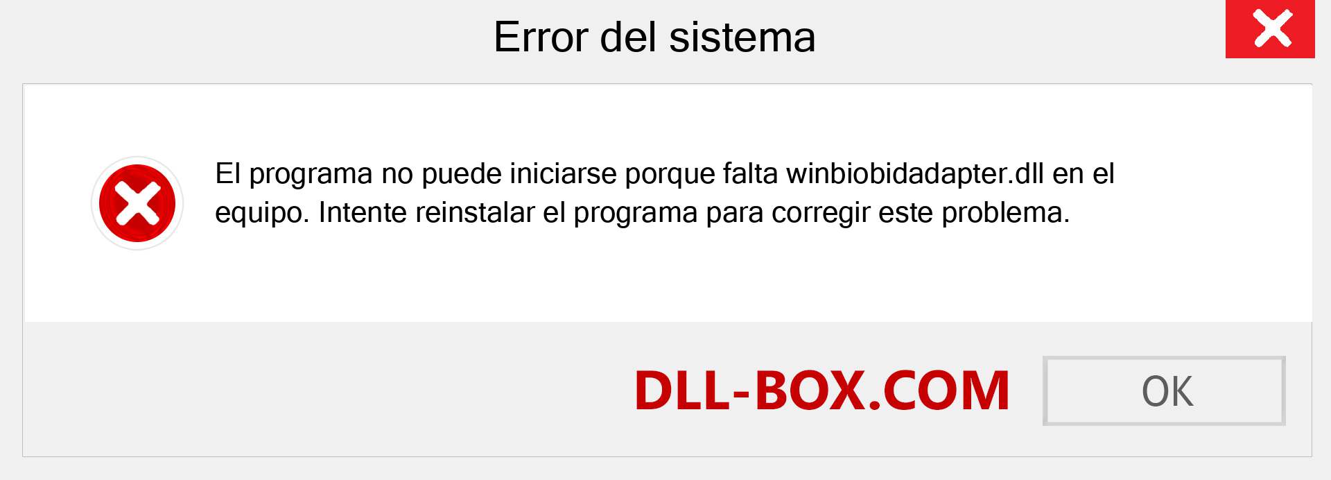 ¿Falta el archivo winbiobidadapter.dll ?. Descargar para Windows 7, 8, 10 - Corregir winbiobidadapter dll Missing Error en Windows, fotos, imágenes